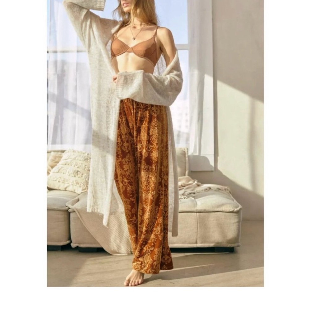 Beyond Yoga Best Dressed Velvet Women’s Wide Leg Bronze Pants Size XS NWT